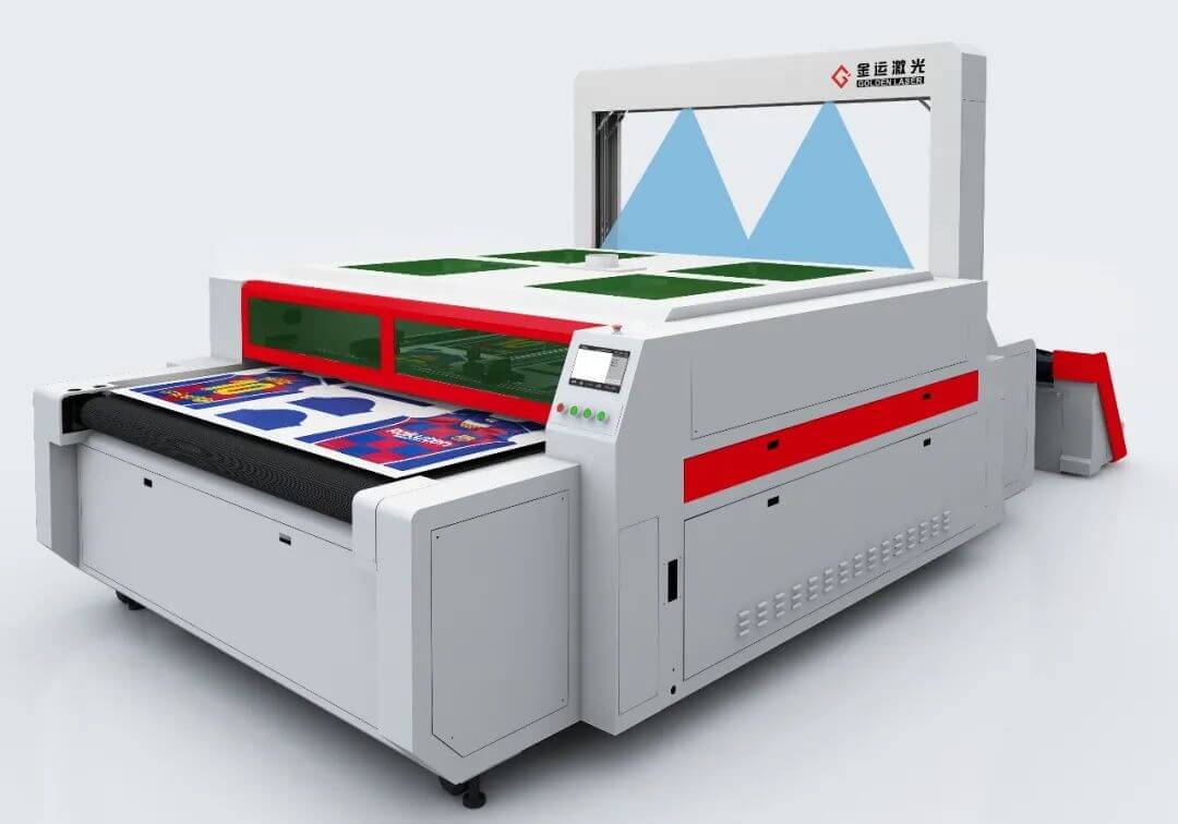 Independent dual head vision scan on the fly laser cutting machine